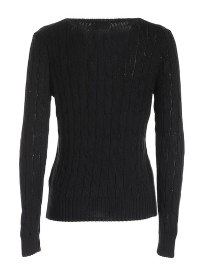 Shop Polo Ralph Lauren Cable Knit V In Black