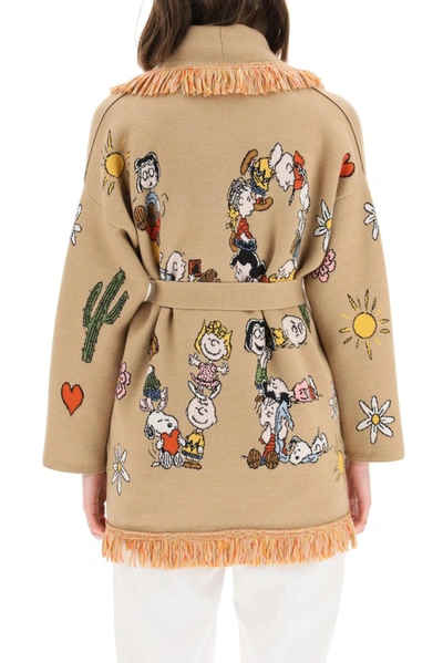 Shop Alanui Peanuts Friends Belted Cardigan In Brown