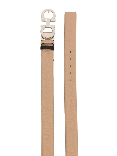 Shop Ferragamo Salvatore  Gancini Reversible Belt In Beige