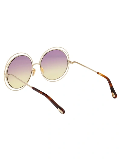 Shop Chloé Eyewear Round Frame Sunglasses In Gold