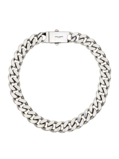 Shop Saint Laurent Curb Chain Necklace In Silver