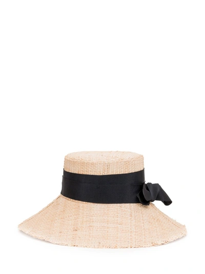 Shop Ruslan Baginskiy Bow Embellished Hat In Beige