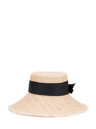 Shop Ruslan Baginskiy Bow Embellished Hat In Beige