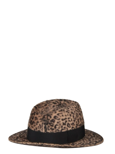 Shop Saint Laurent Leopard Print Fedora Hat In Multi