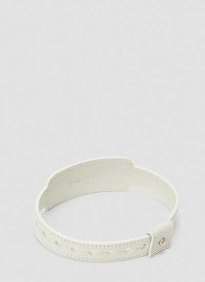 Shop Balenciaga Cash Logo Print Bracelet In White