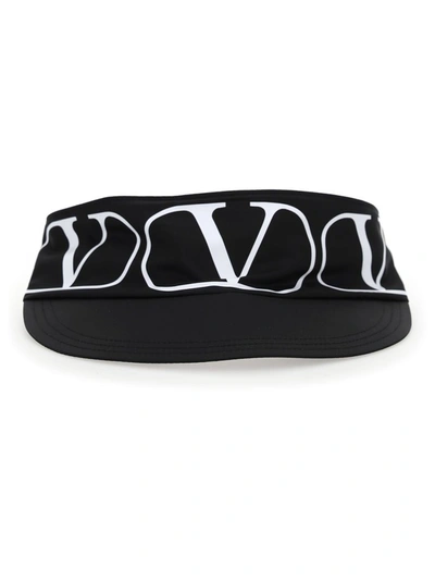 Shop Valentino Vlogo Printed Visor In Black