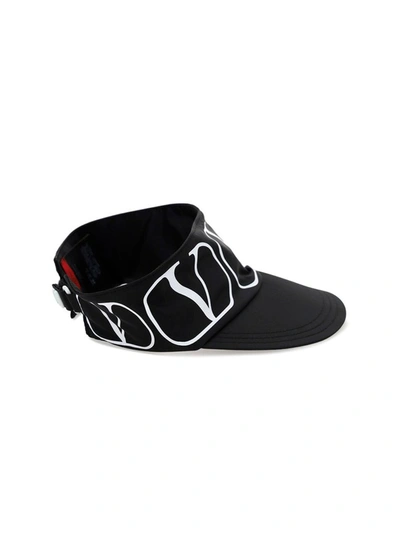 Shop Valentino Vlogo Printed Visor In Black