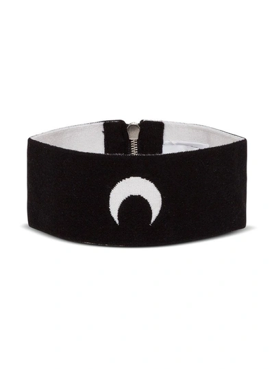 Shop Marine Serre Moon Knitted Choker Necklace In Black