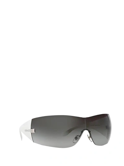 Shop Versace Eyewear Shield Frame Sunglasses In White