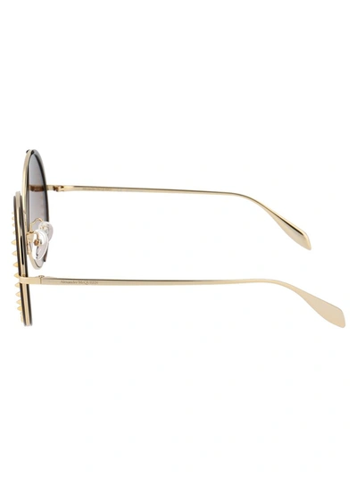 Shop Alexander Mcqueen Eyewear Round Frame Sunglasses In Gold