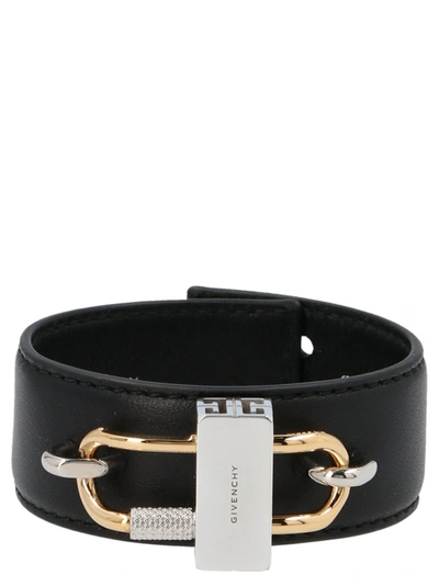Shop Givenchy 4g Padlock Bracelet In Black