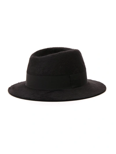 Shop Saint Laurent Ribbon Band Fedora Hat In Black