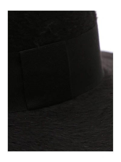 Shop Saint Laurent Ribbon Band Fedora Hat In Black