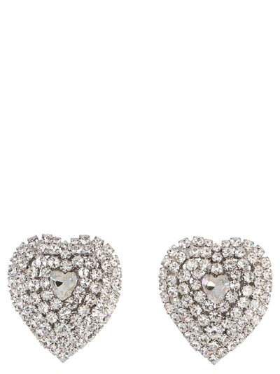 Shop Alessandra Rich Crystal Heart Clip In Silver