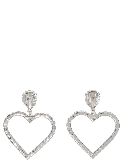 Shop Alessandra Rich Crystal Heart Clip In Silver