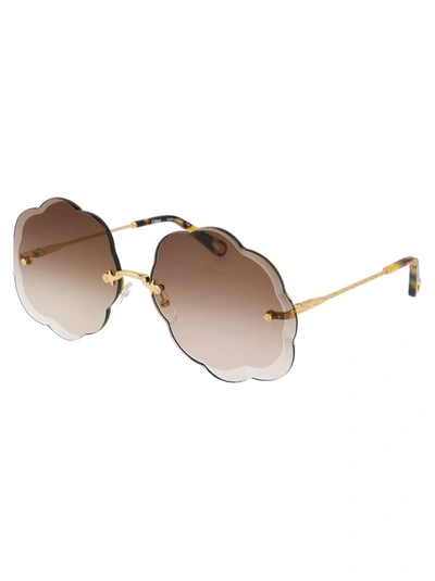 Shop Chloé Eyewear Rosie Floral Shape Sunglasses In Gold