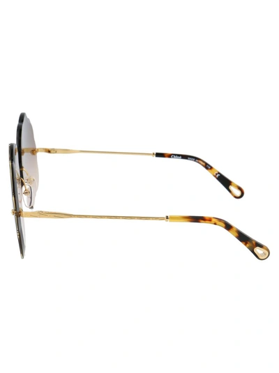 Shop Chloé Eyewear Rosie Floral Shape Sunglasses In Gold
