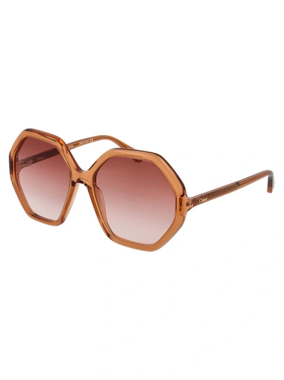 Shop Chloé Eyewear Octagonal Frame Sunglasses In Orange