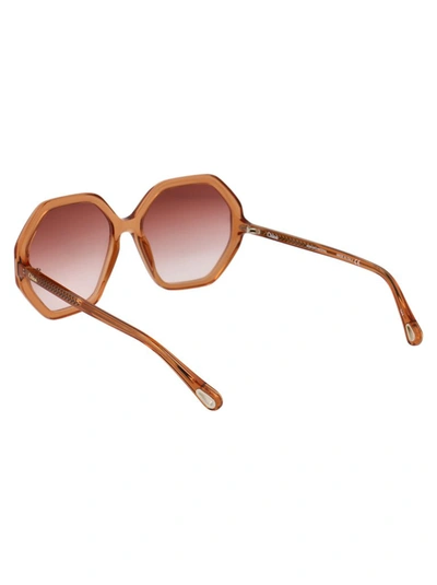 Shop Chloé Eyewear Octagonal Frame Sunglasses In Orange
