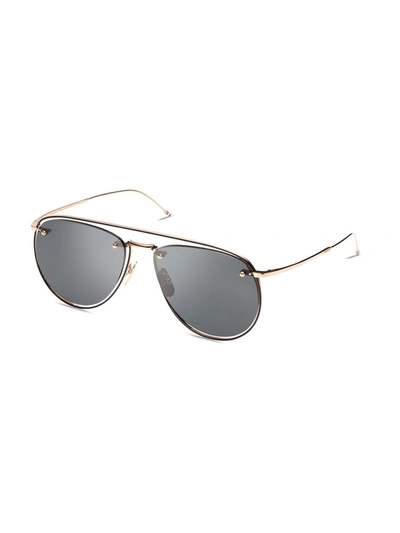 Shop Thom Browne Eyewear Aviator Sunglasses In Gold