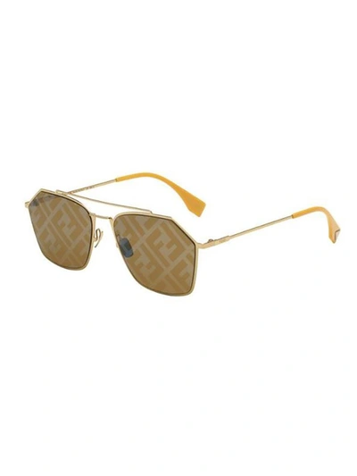 Shop Fendi Eyewear Aviator Sunglasses In Gold