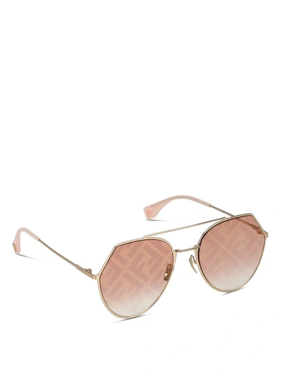 Shop Fendi Eyewear Aviator Sunglasses In Gold