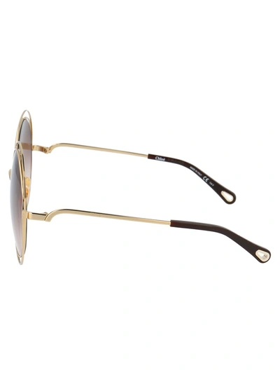 Shop Chloé Eyewear Round Frame Sunglasses In Gold