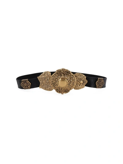 Shop Saint Laurent Byzantine Buckle Belt In Black