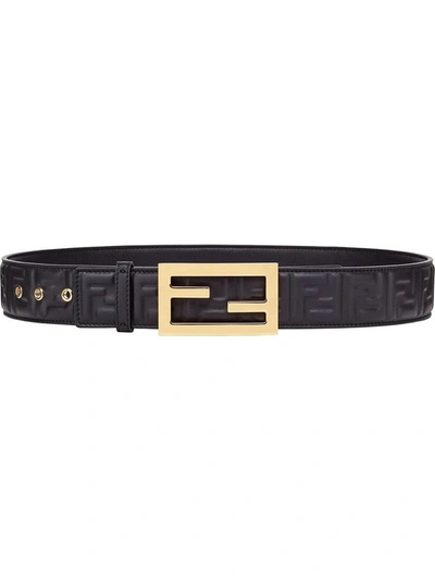 Shop Fendi Ff Logo Embossed Buckle Belt In Black