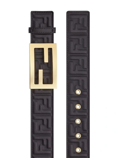 Shop Fendi Ff Logo Embossed Buckle Belt In Black