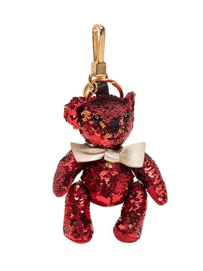 Shop Burberry Thomas Sequins Keychain In Red