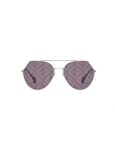 Shop Fendi Eyewear Aviator Sunglasses In Silver