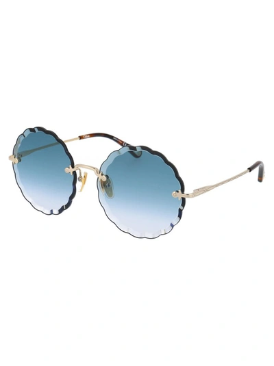 Shop Chloé Eyewear Round Scalloped Frame Sunglasses In Gold