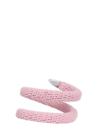 Shop Bottega Veneta Crochet Spiral Bracelet In Pink