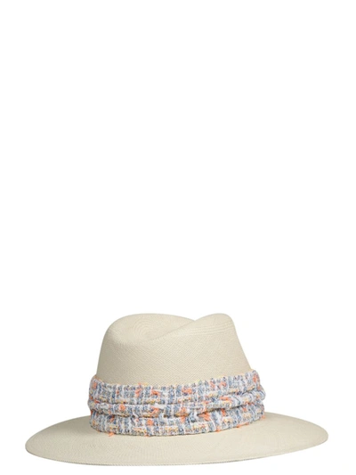 Shop Maison Michel Crystal Embellished Fedora Hat In White