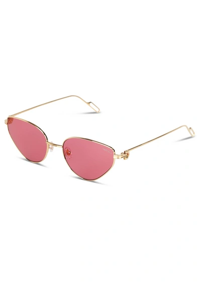 Shop Cartier Cat Eye Frame Sunglasses In Gold