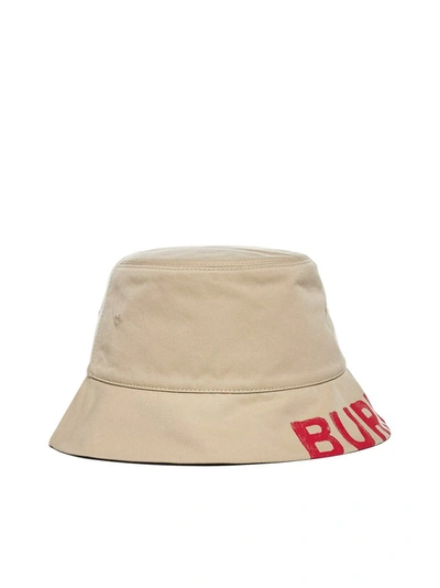 Shop Burberry Reversible Logo Bucket Hat In Beige