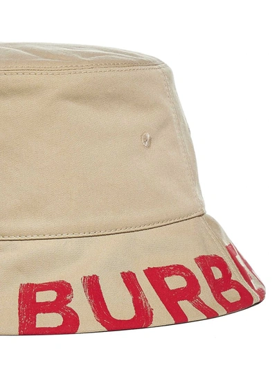 Shop Burberry Reversible Logo Bucket Hat In Beige