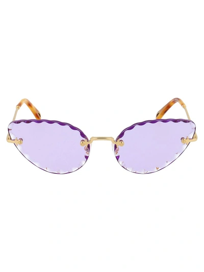 Shop Chloé Eyewear Rosie Cat In Gold