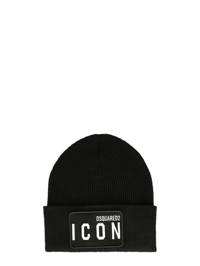 Shop Dsquared2 Icon Patch Beanie In Black