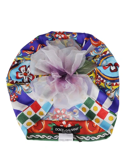 Shop Dolce & Gabbana Floral Appliqué Turban In Multi