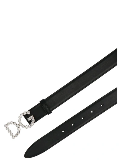 Shop Dolce & Gabbana Dg Embellished Belt In Black