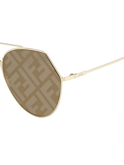 Shop Fendi Eyewear Aviator Sunglasses In Gold