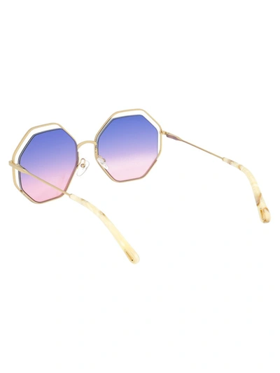 Shop Chloé Eyewear Poppy Octagonal Frame Sunglasses In Gold