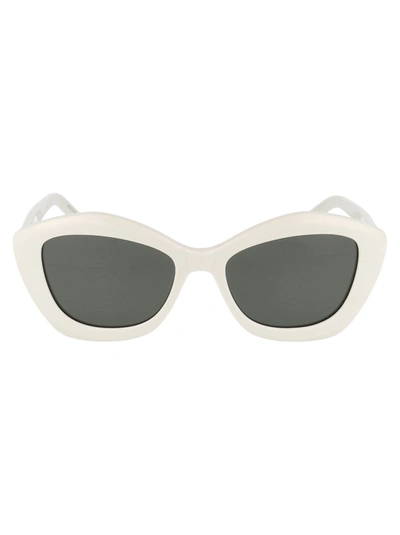 Shop Saint Laurent Eyewear Cat In White