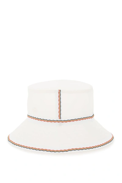 Shop Maison Michel Angele Semi Sheer Bucket Hat In White