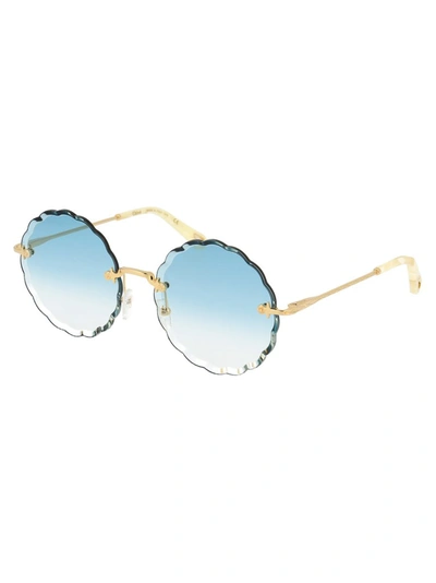 Shop Chloé Eyewear Rosie Petite Flower Sunglasses In Gold