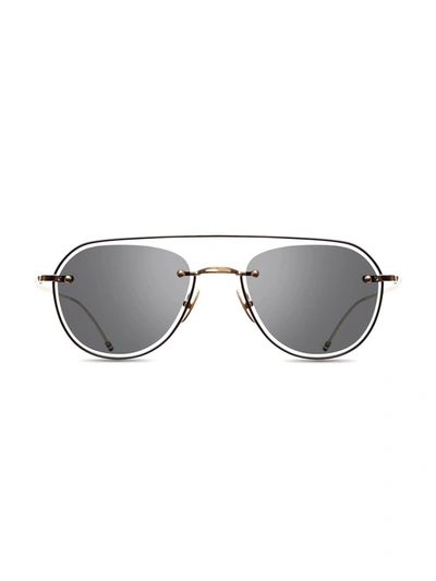 Shop Thom Browne Eyewear Aviator Sunglasses In Gold