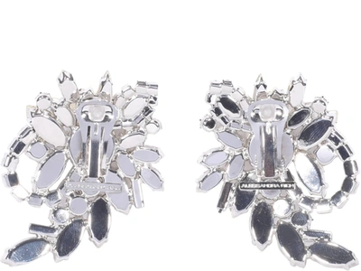 Shop Alessandra Rich Crystal Flower Clip In Silver