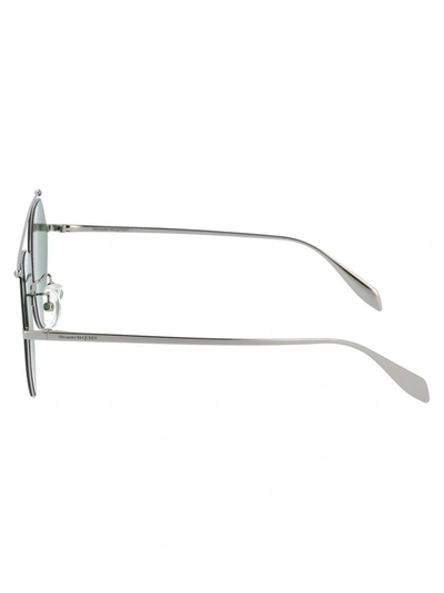 Shop Alexander Mcqueen Eyewear Pilot Frame Sunglasses In Silver